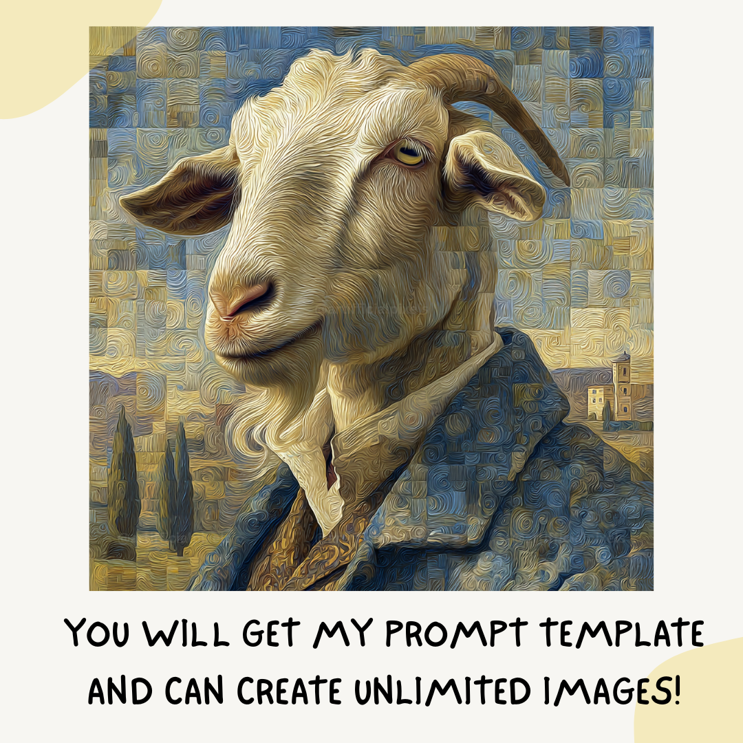 customisable-midjourney-ai-image-bundle-watercolour-cubism-art-goat