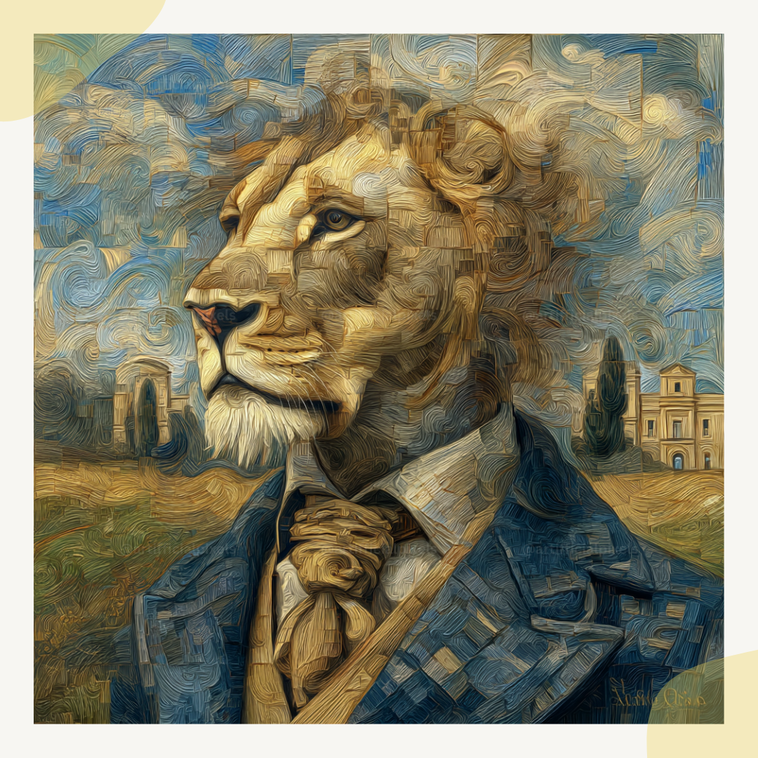 customisable-midjourney-ai-image-bundle-watercolour-cubism-art-lion