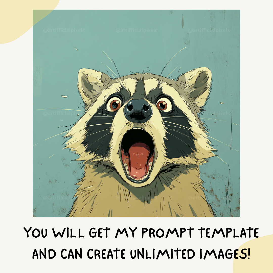 customisable-midjourney-ai-prompt-stylised-animal-sketches-raccoon
