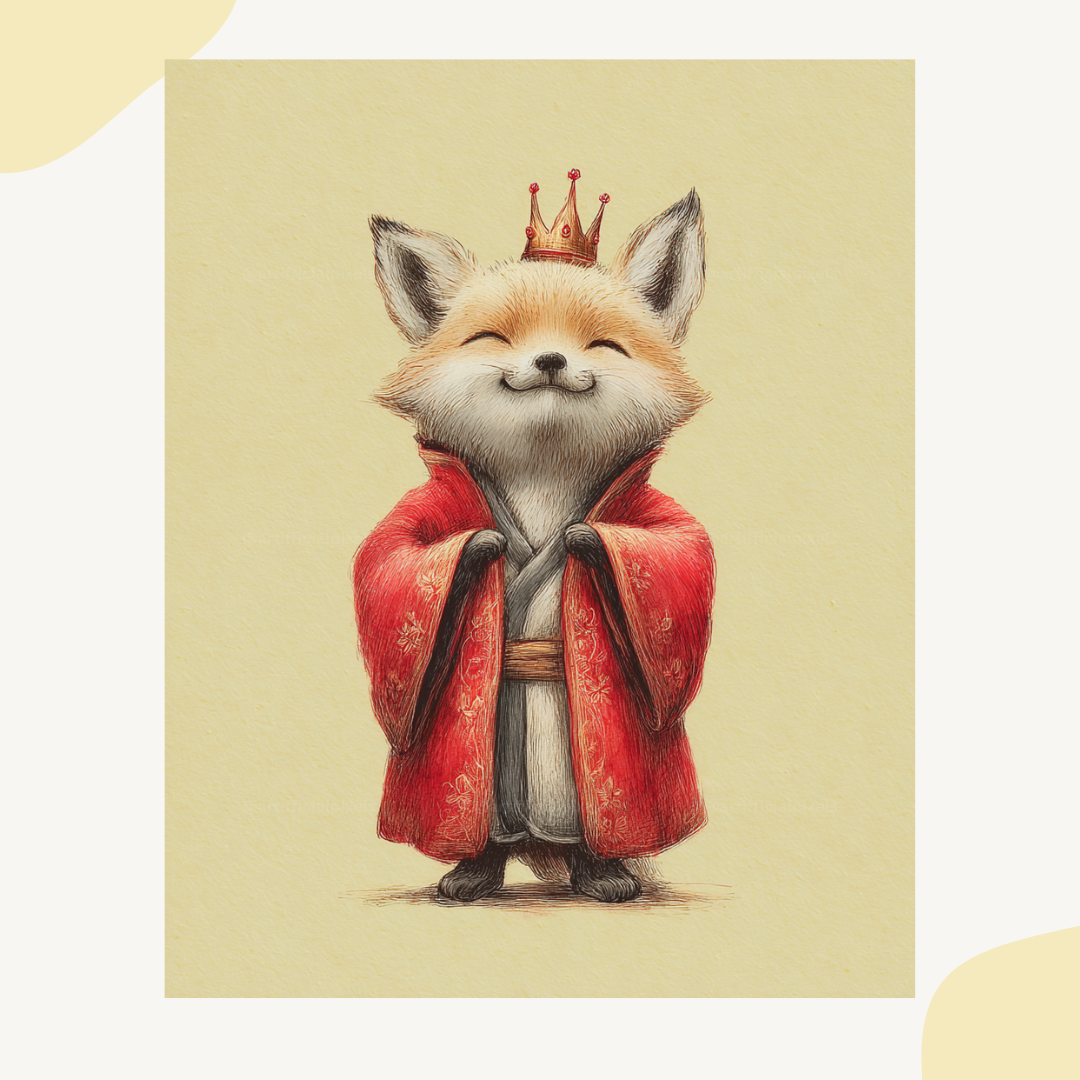 Cute Chinese Hanfu animal character in watercolour style generated with Midjourney prompt