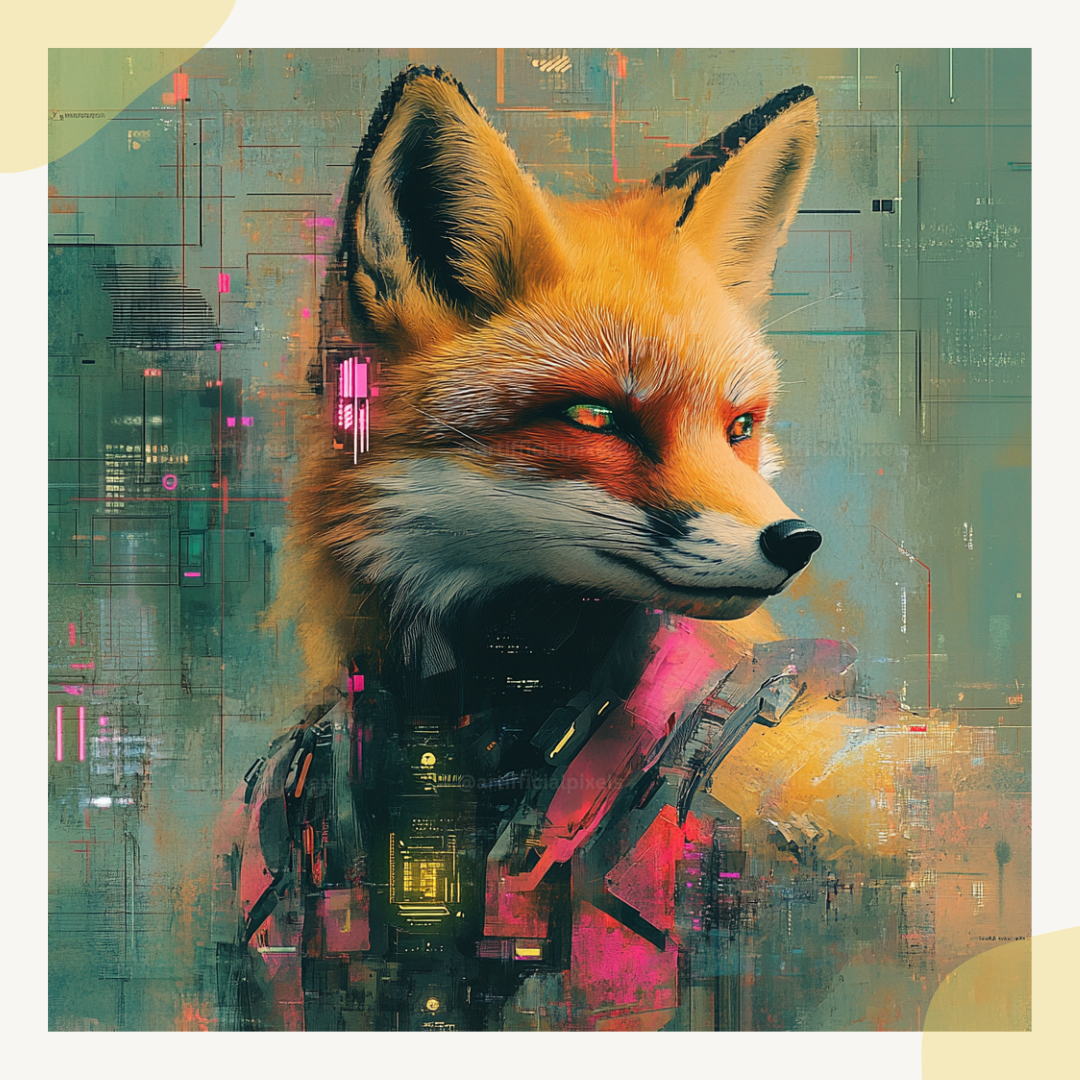 cyberpunk-animal-portraits-midjourney-ai-art-prompt-fox