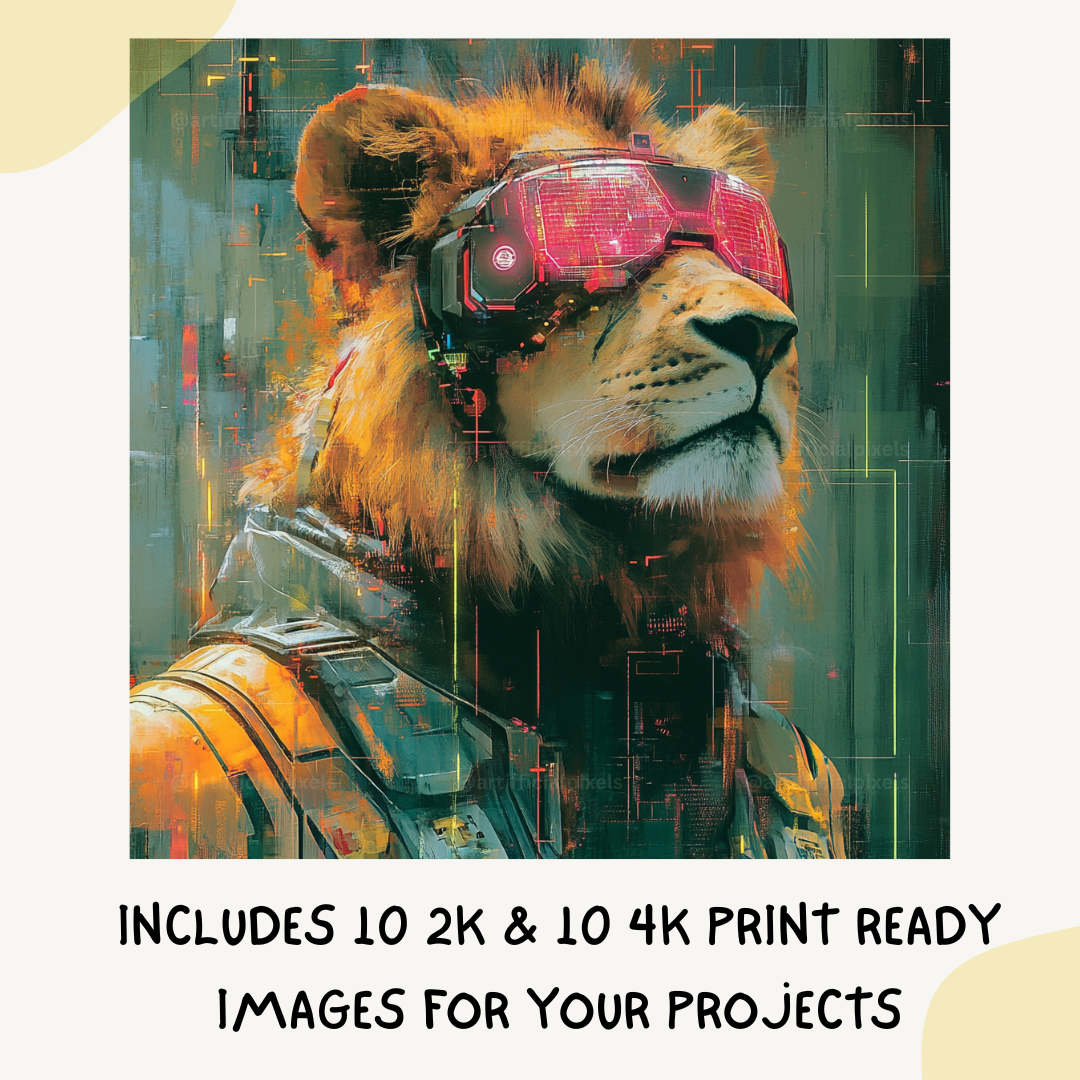 cyberpunk-animal-portraits-midjourney-ai-art-prompt-lion