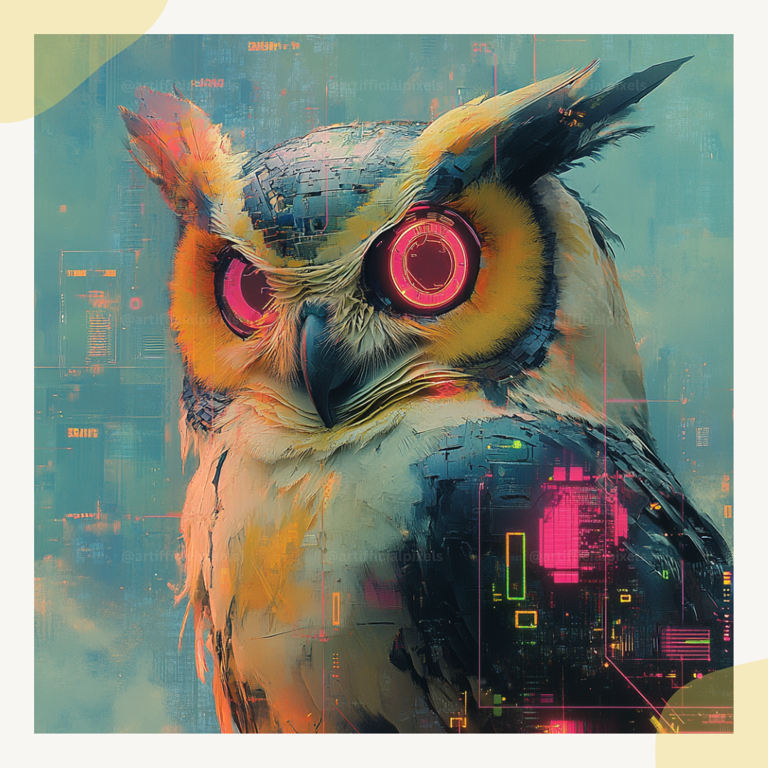 cyberpunk-animal-portraits-midjourney-ai-art-prompt-owl