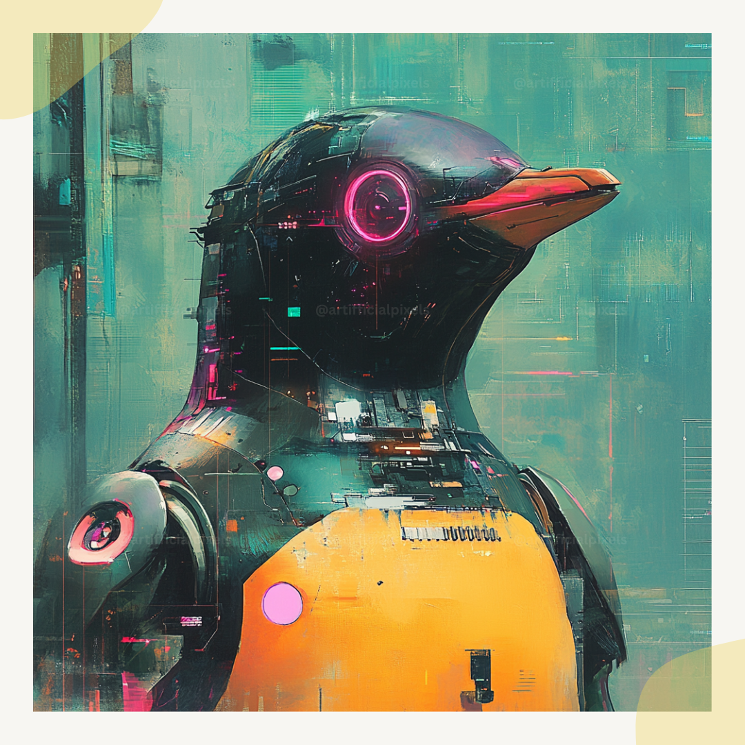 cyberpunk-animal-portraits-midjourney-ai-art-prompt-penguin