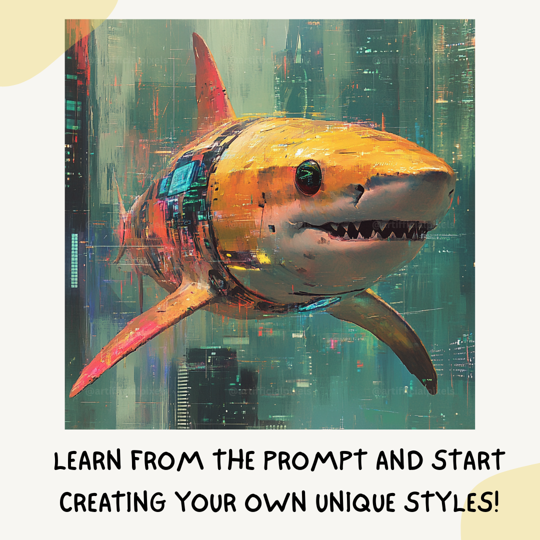 cyberpunk-animal-portraits-midjourney-ai-art-prompt-shark