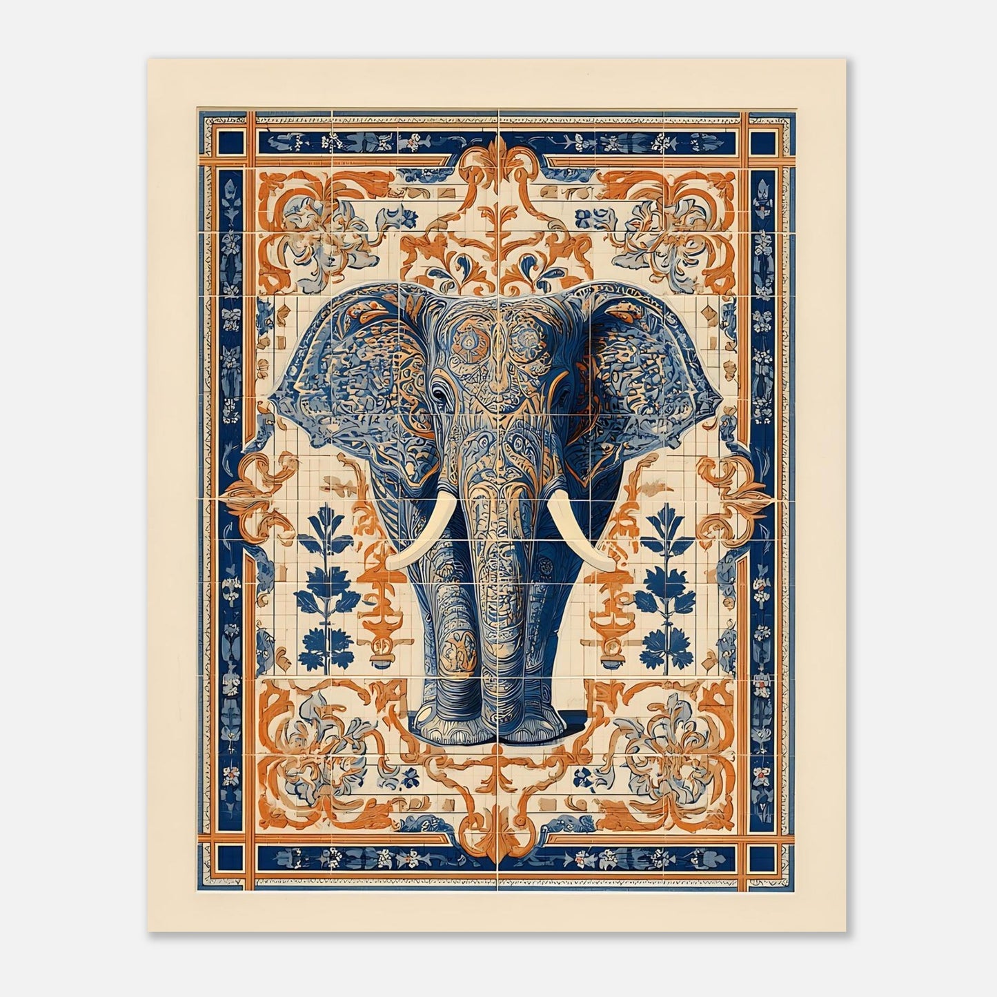 Elephant poster wall art print size 20x25 cm / 8x10 inch, small bohemian decor