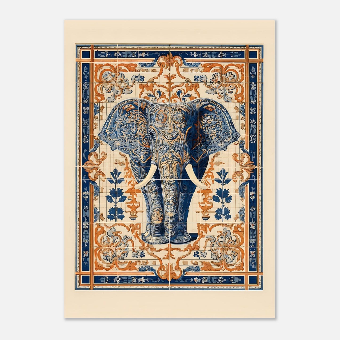 Elephant poster wall art print A3 size 29.7x42 cm, patterned bohemian artwork