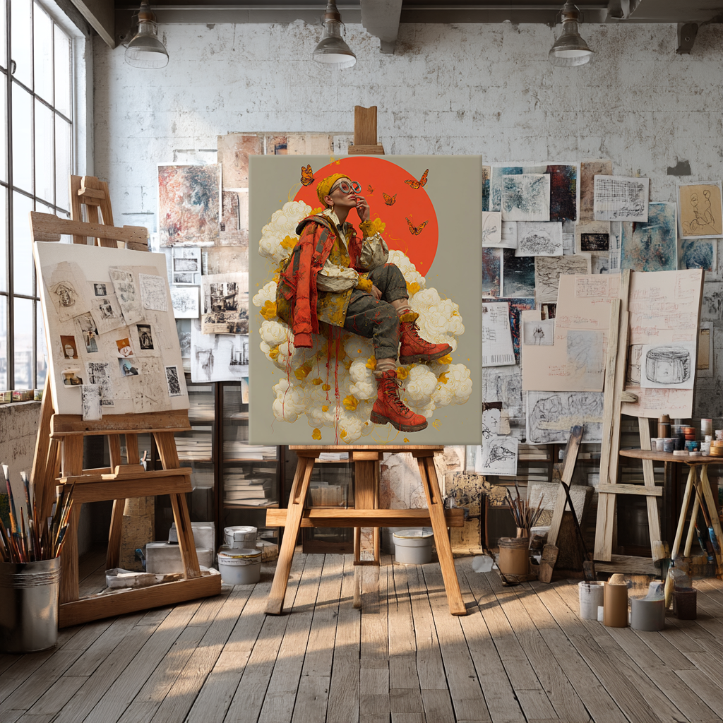 Gen Z Editorial Canvas Print – AI Generated Surreal Portrait Wall Art