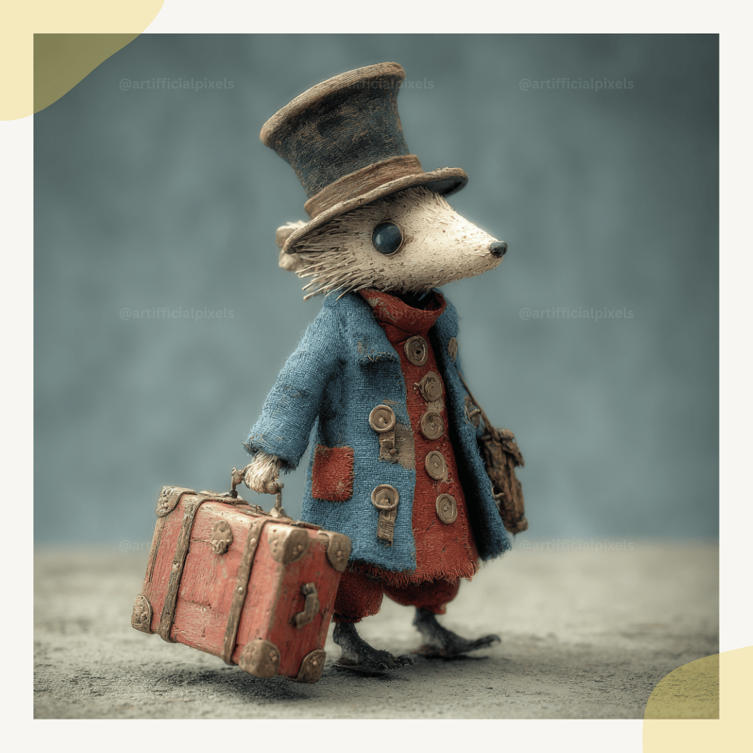 Nostalgic handcrafted animal sculpture with vintage 1940s aesthetic generated using Midjourney V7 prompt with commercial rights