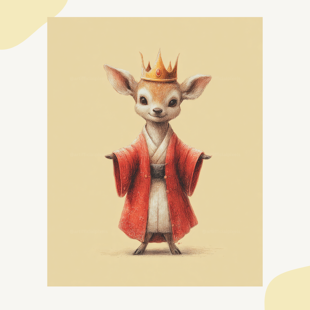 Hanfu animal poster art sample showcasing Midjourney prompt template capabilities