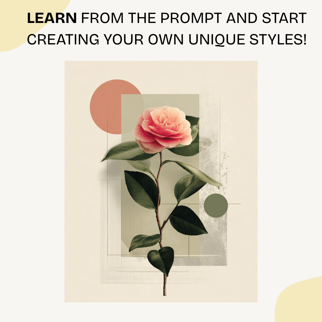 Japanese botanical geometric art in minimalist poster design perfect for modern home decor
