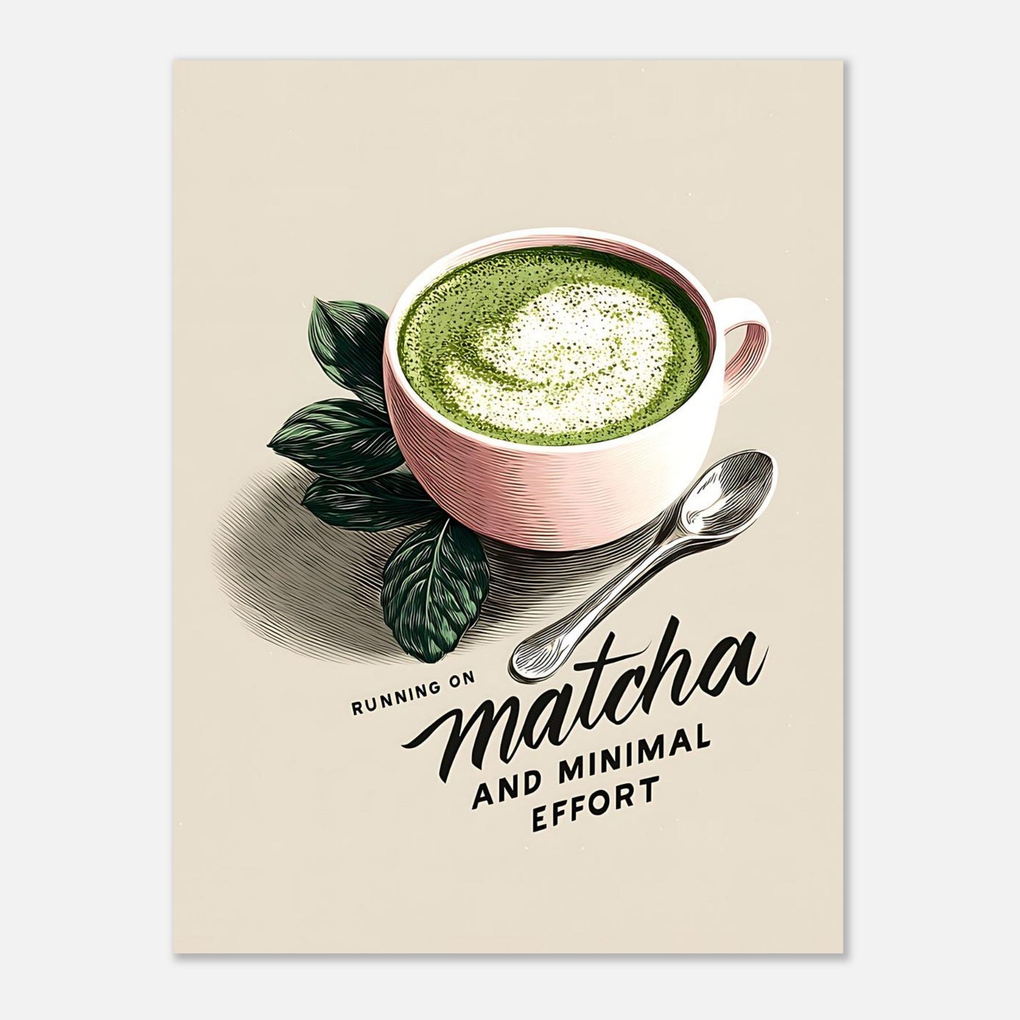 12x16 inch matcha latte poster artwork showing compact size for small wall decor spaces