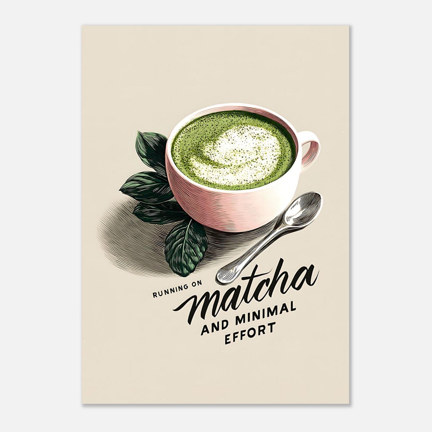 A3 size matcha latte poster artwork showing print dimensions for wall decor planning