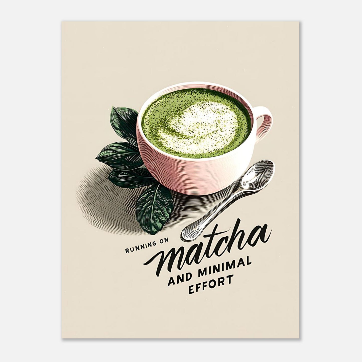 18x24 inch matcha latte text poster showing medium size reference for wall art placement