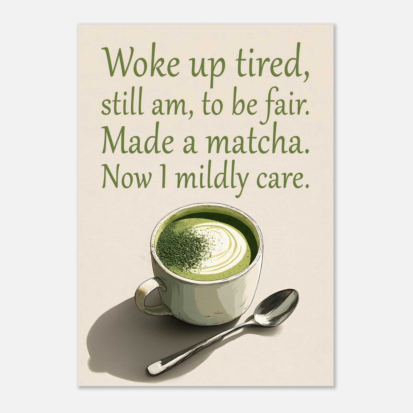 Alternative matcha latte poster design variation showing digital art print quality