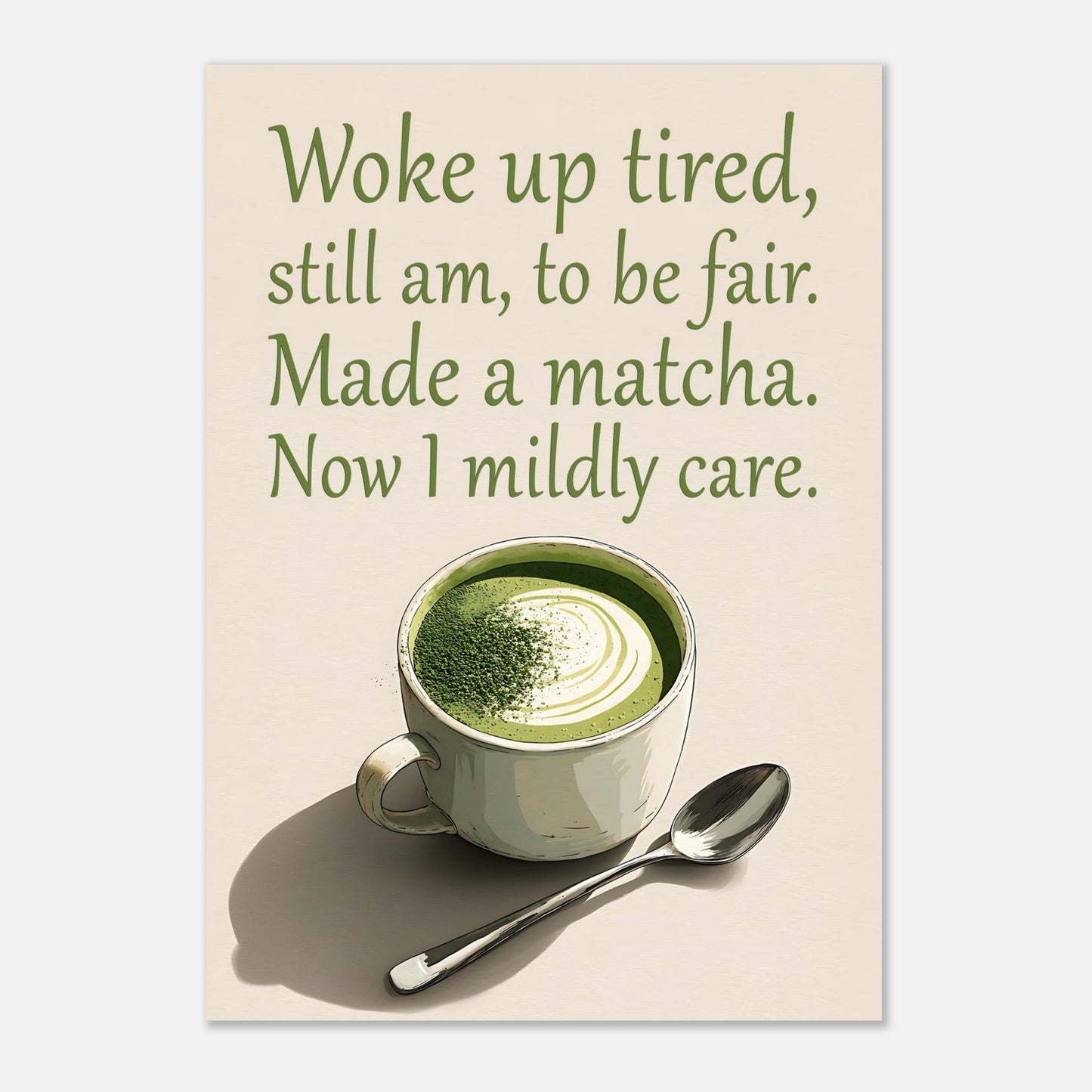 Alternative matcha latte poster design variation showing digital art print quality