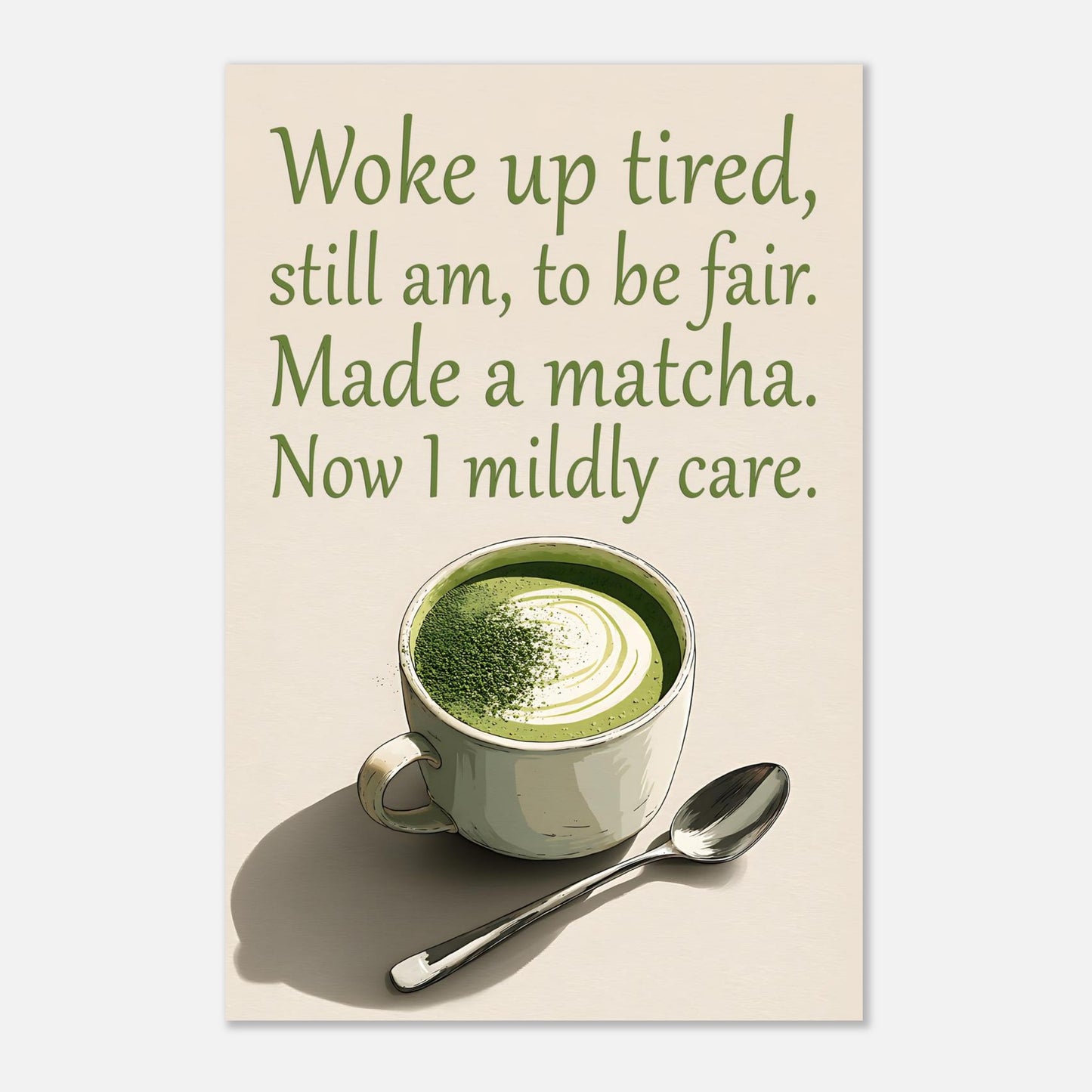 Creative matcha latte poster layout design available as instant digital download print
