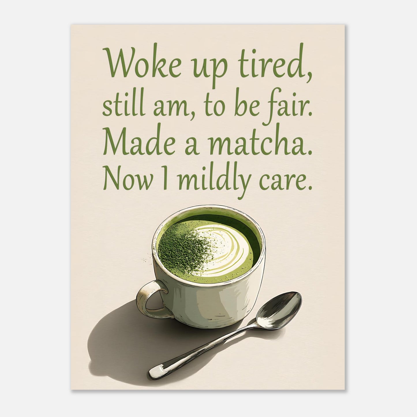 Final matcha latte poster design ready for printing as customizable home decor art