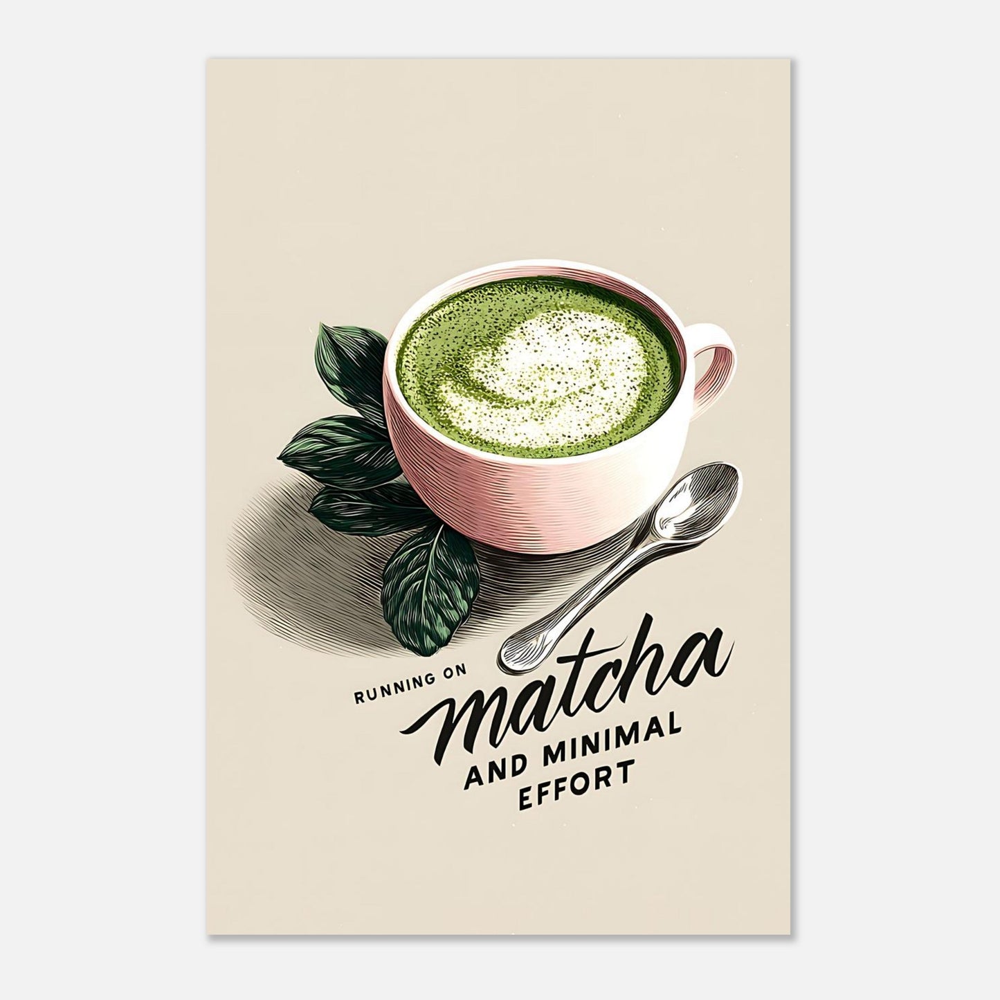 24x36 inch matcha latte poster print showing size reference for large wall art display