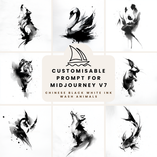 midjourney-ai-prompt-chinese-ink-wash-animals-front