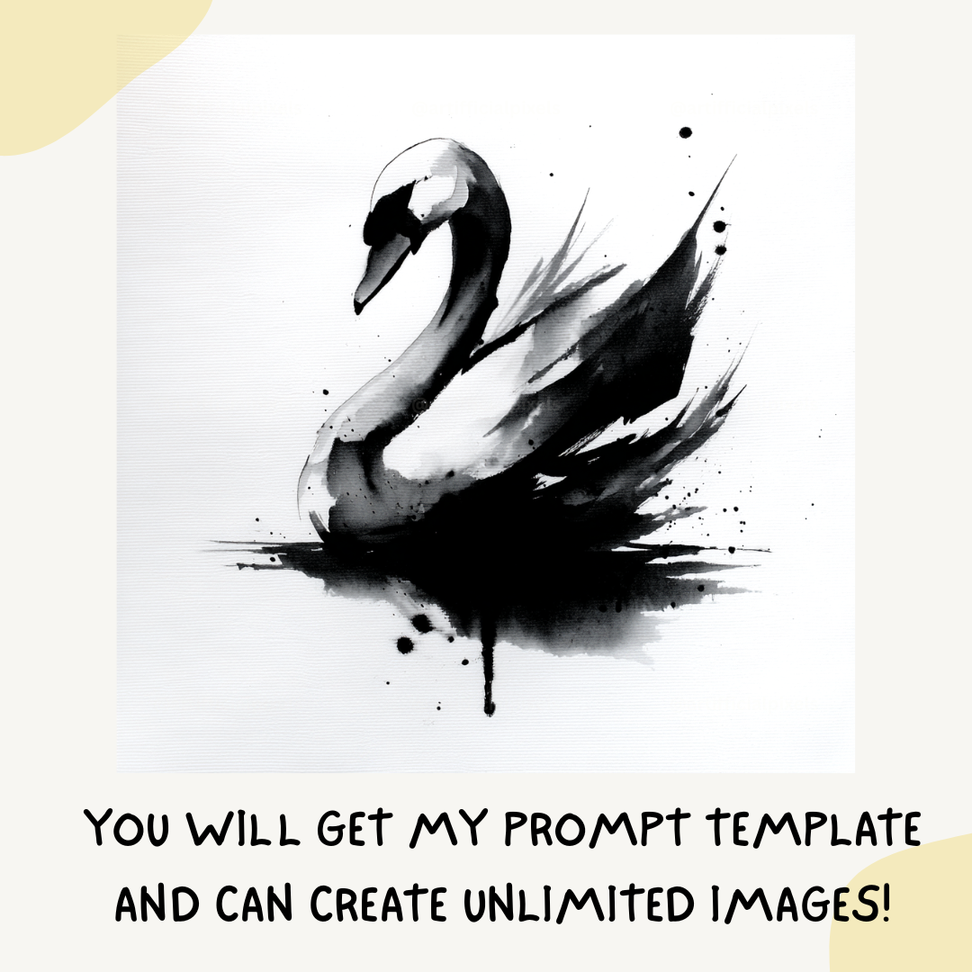 midjourney-ai-prompt-chinese-ink-wash-animals-swan