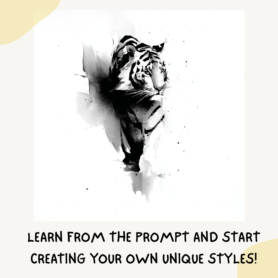 midjourney-ai-prompt-chinese-ink-wash-animals-tiger