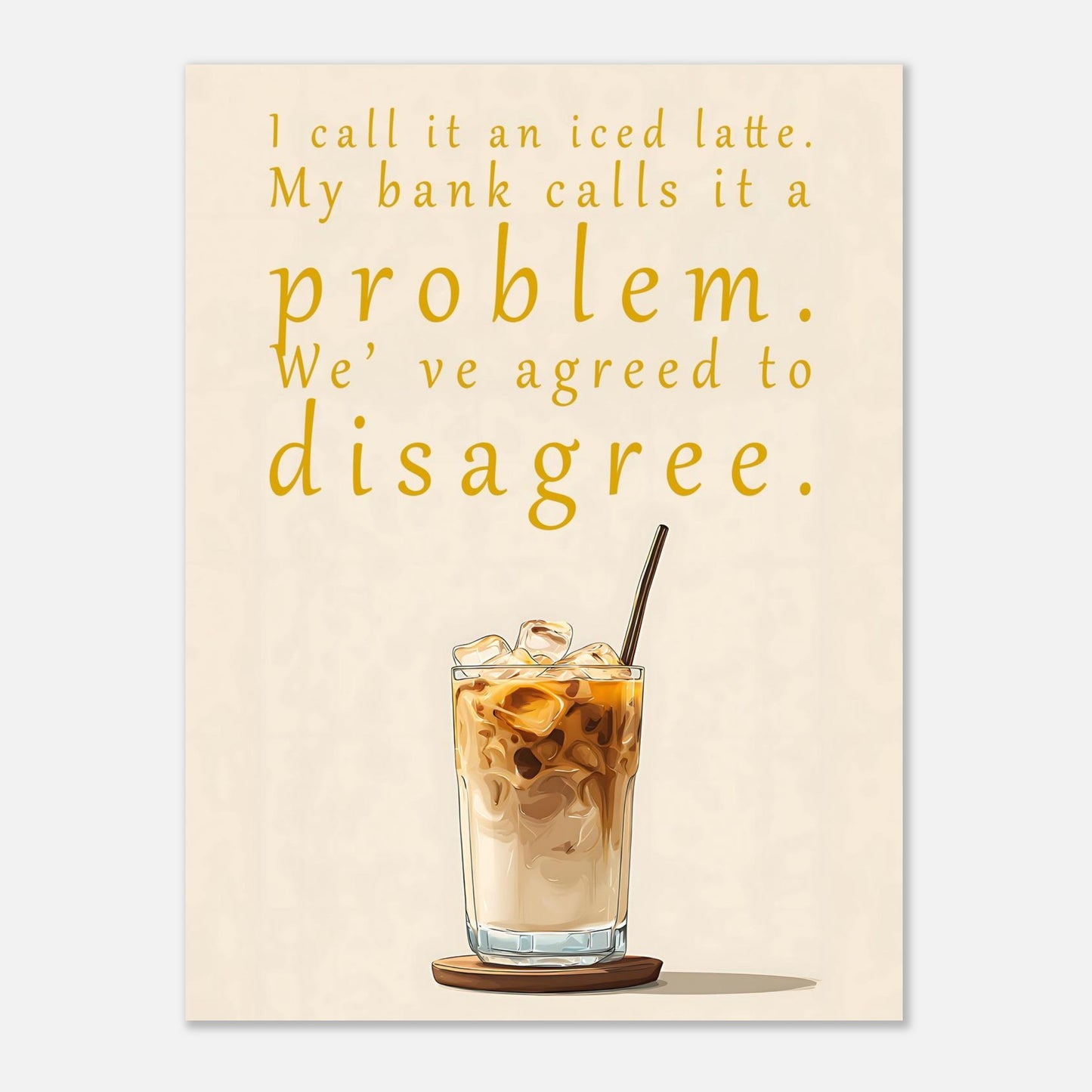 Modern coffee art print with minimalist design for contemporary home decor