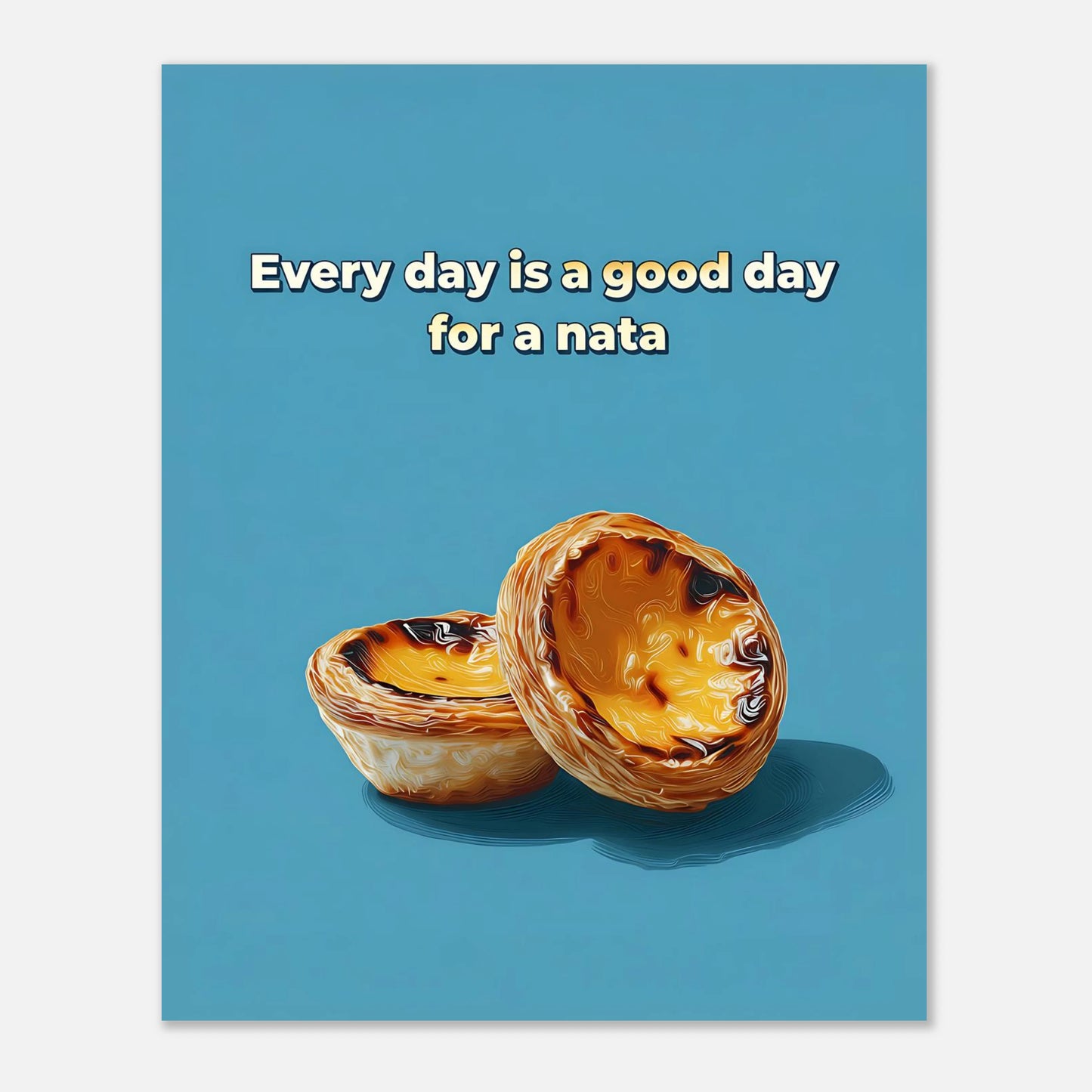 Pastel de nata poster wall art print, size 20x25 cm / 8x10 inch variation, small kitchen or cafe wall decor.
