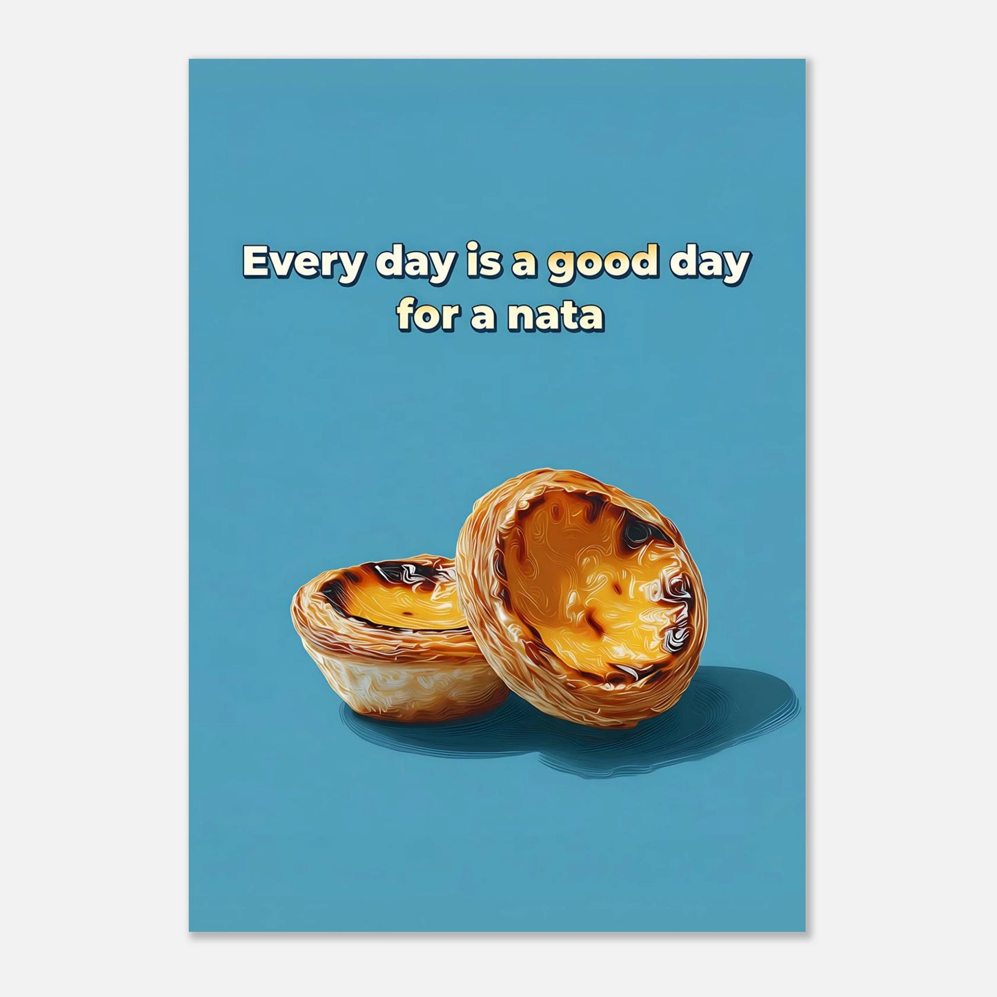 Pastel de nata poster wall art, A1 size 59.4x84.1 cm, large Portuguese kitchen or cafe decor print.