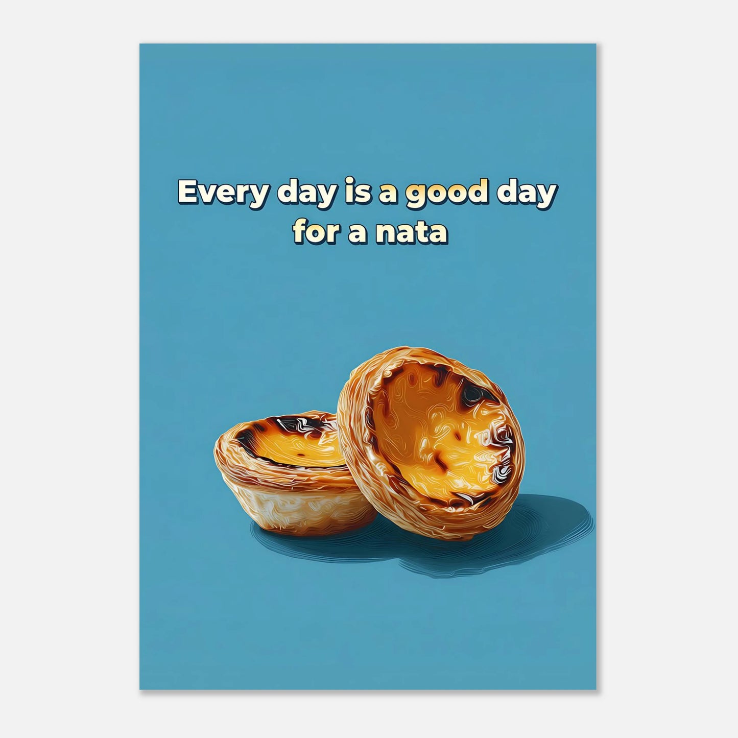 Pastel de nata wall art poster, A3 size 29.7x42 cm, Portuguese bakery inspired kitchen print.