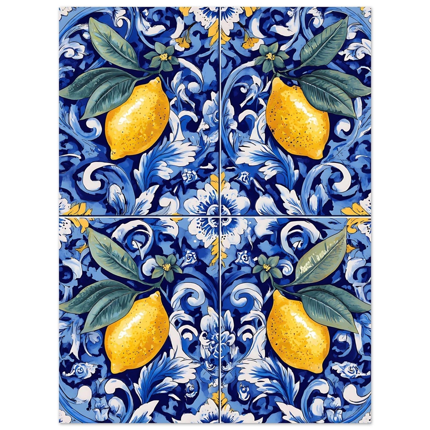Traditional Portuguese tile design featuring citrus lemon pattern in authentic style