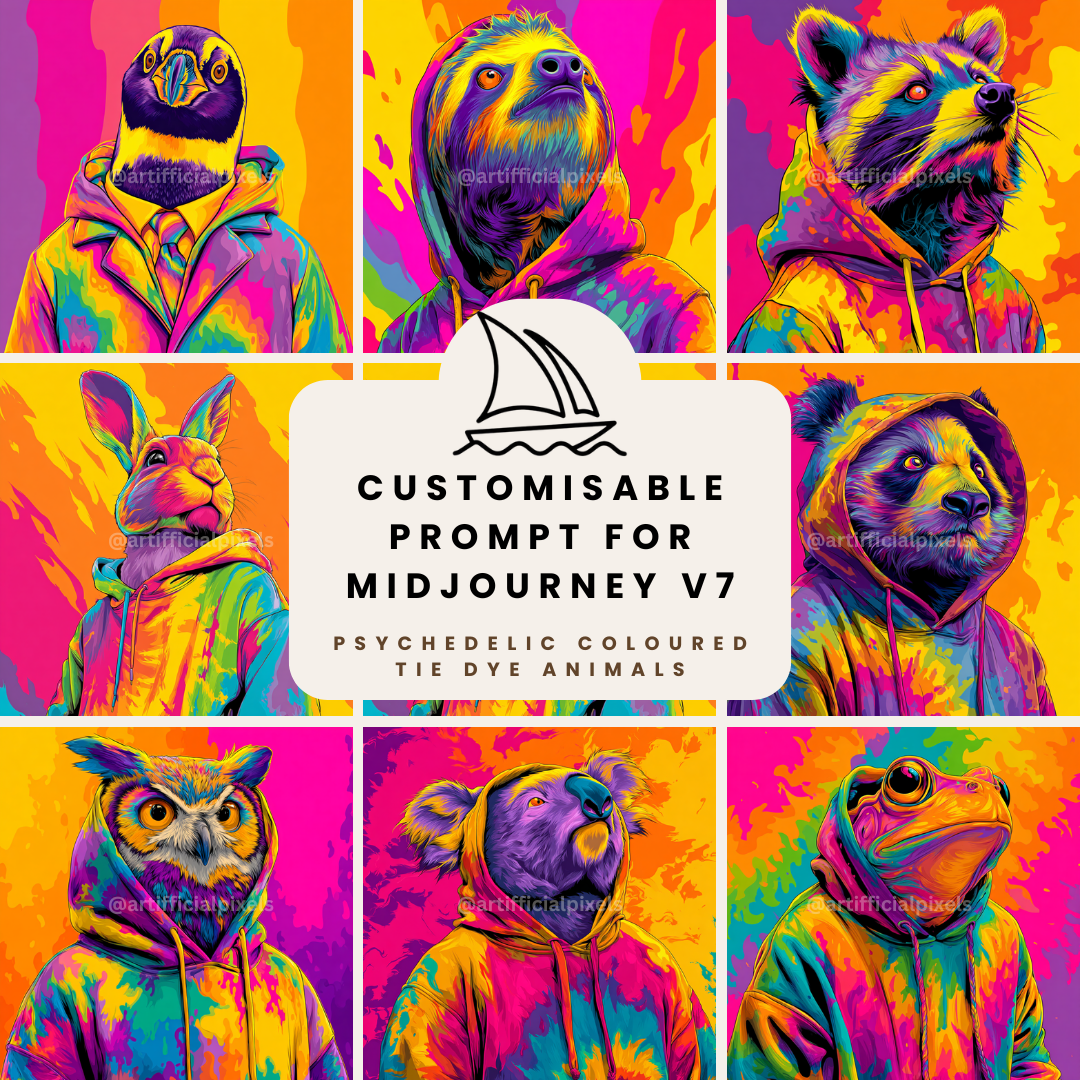psychedelic-tie-dye-animal-portraits-midjourney-ai-art-prompt-front