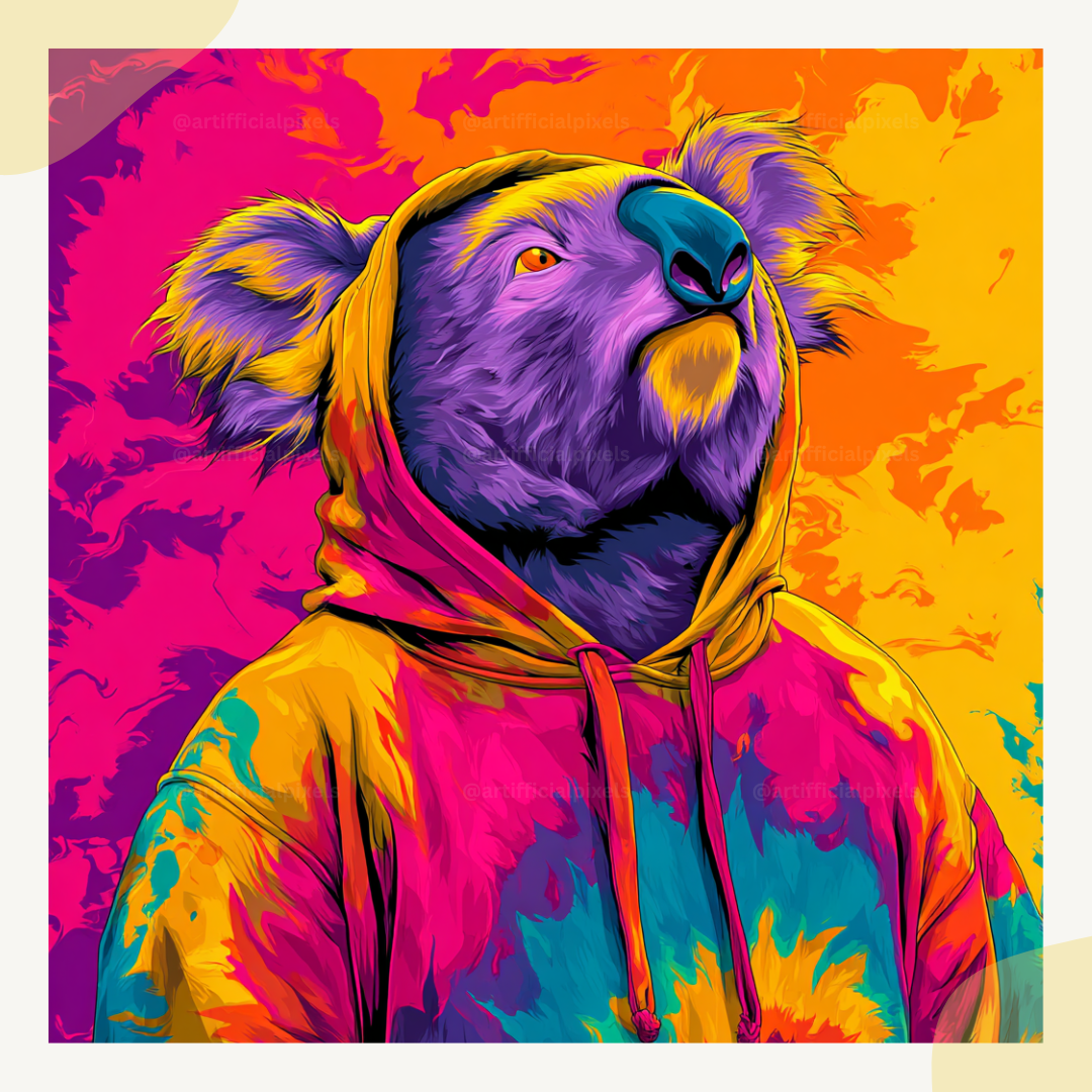 psychedelic-tie-dye-animal-portraits-midjourney-ai-art-prompt-koala