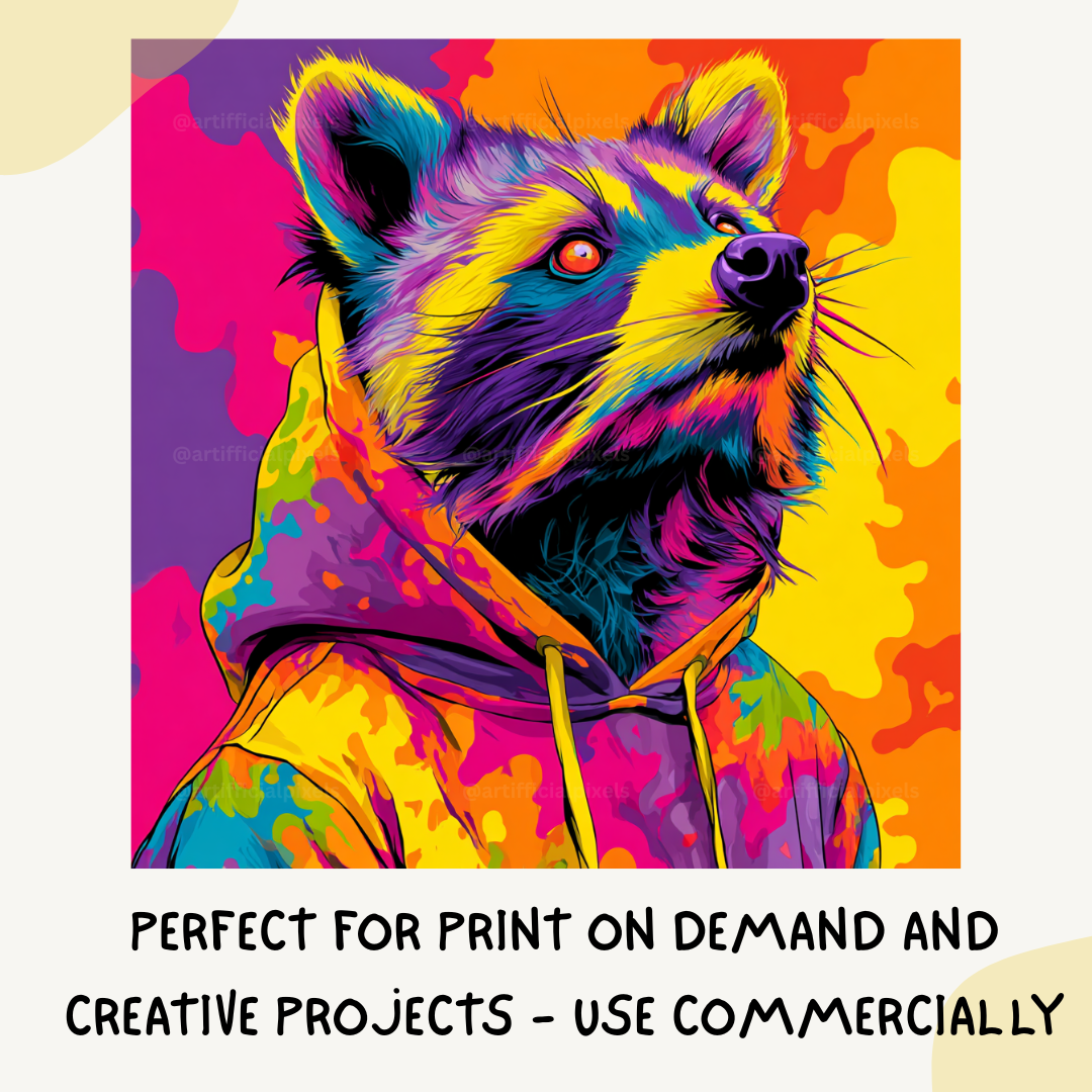 psychedelic-tie-dye-animal-portraits-midjourney-ai-art-prompt-raccoon