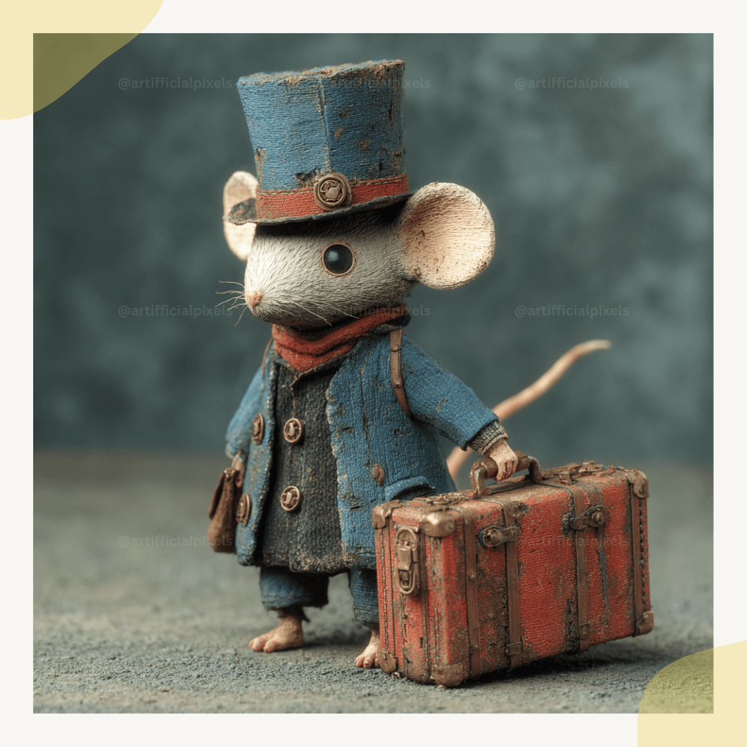 Vintage sculptural animal art with soft handcrafted textures generated from customizable Midjourney V7 prompt
