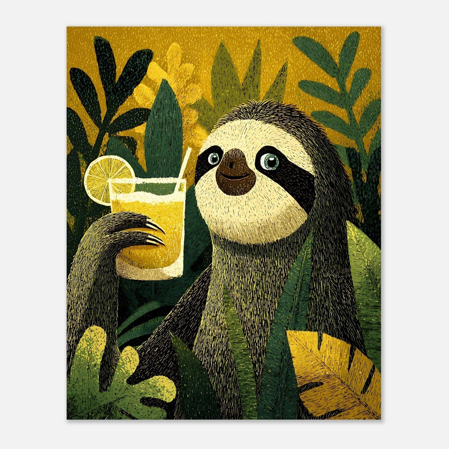 Sloth tropical art poster design variation for wall decor