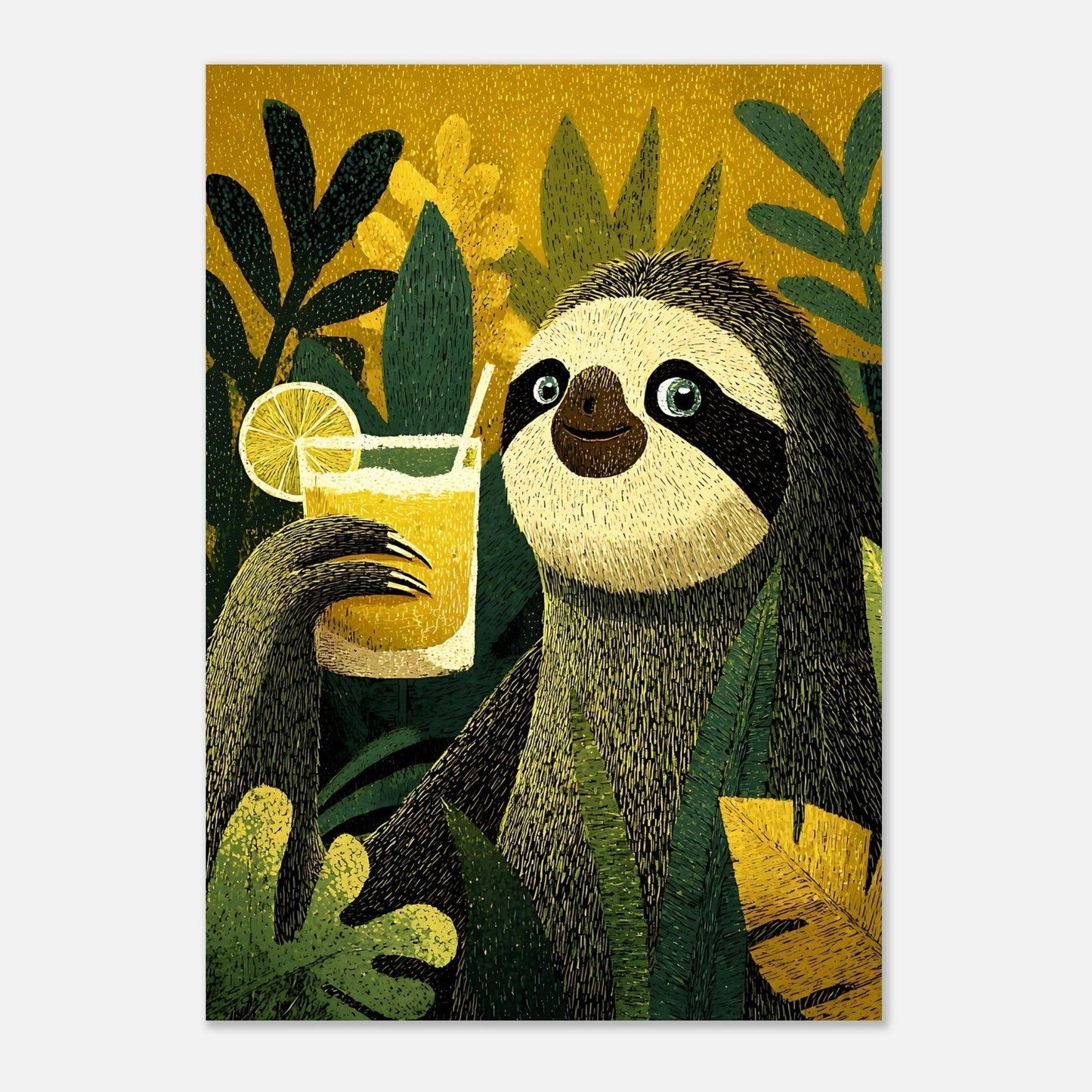 Sloth tropical art poster design variation for wall decor
