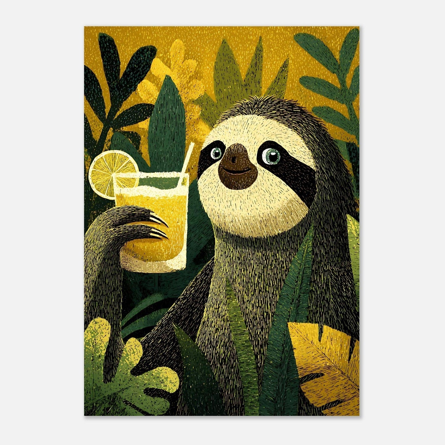 Sloth tropical art poster design variation for wall decor