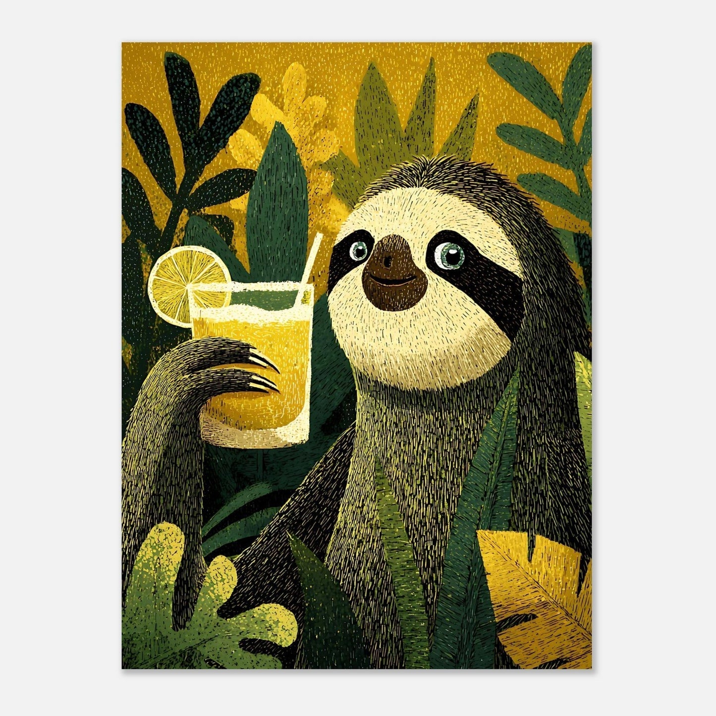 Sloth tropical art poster design variation for wall decor