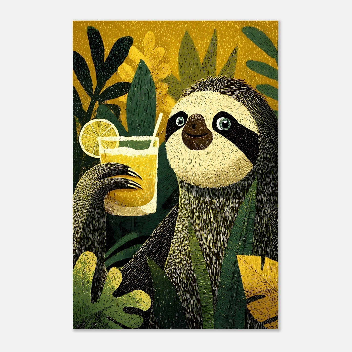 Sloth tropical art poster design variation for wall decor