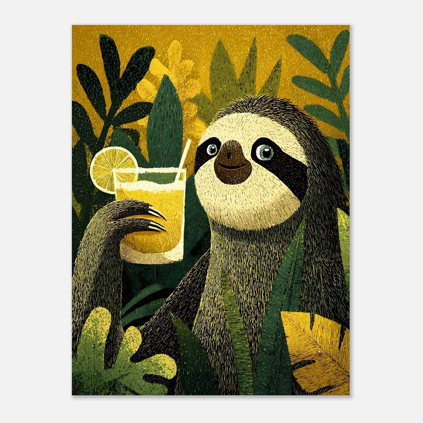 Sloth tropical art poster design variation for wall decor