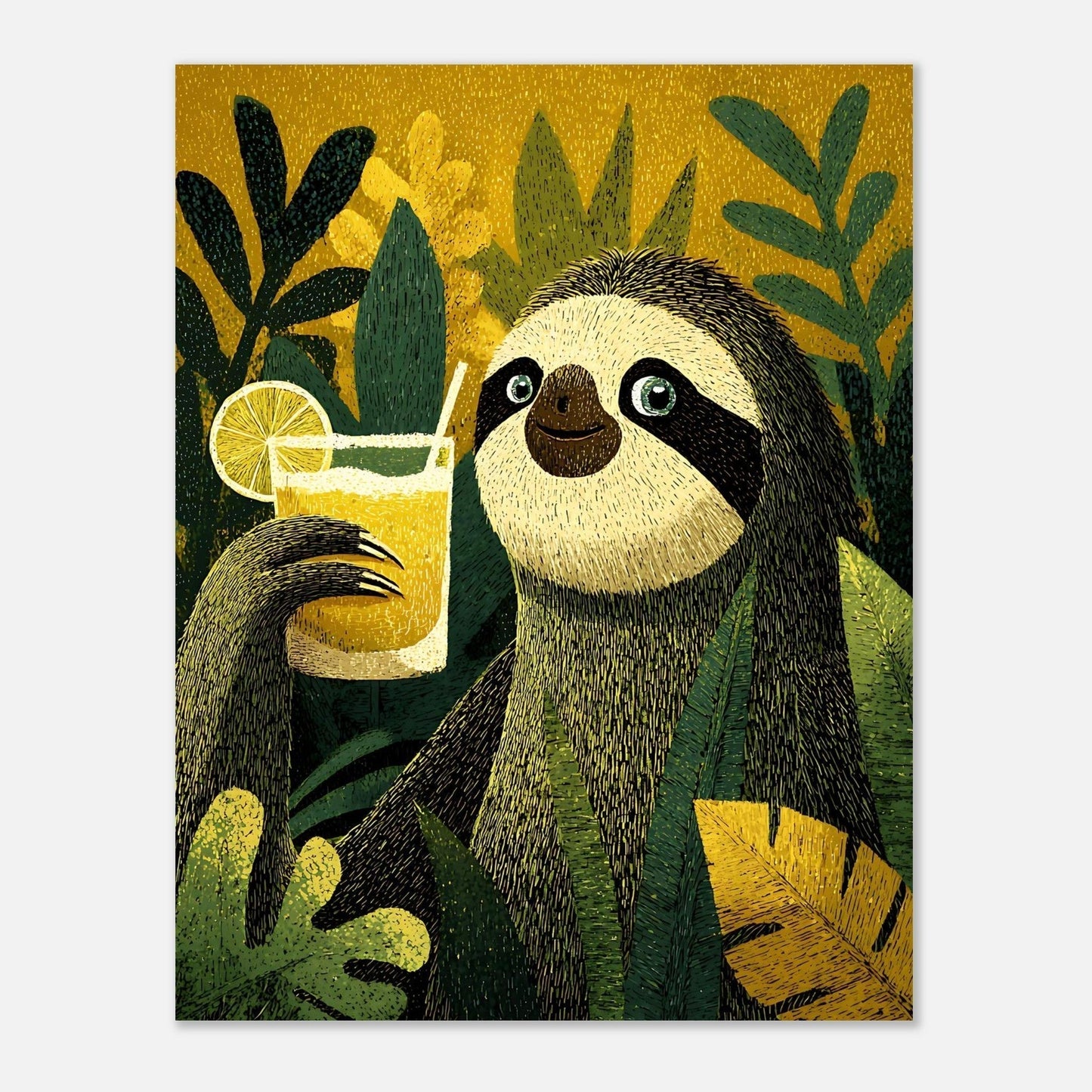 Sloth tropical art poster design variation for wall decor