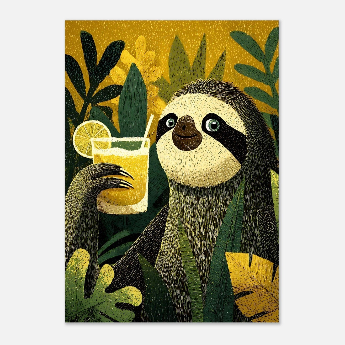 Sloth tropical art poster design variation for wall decor