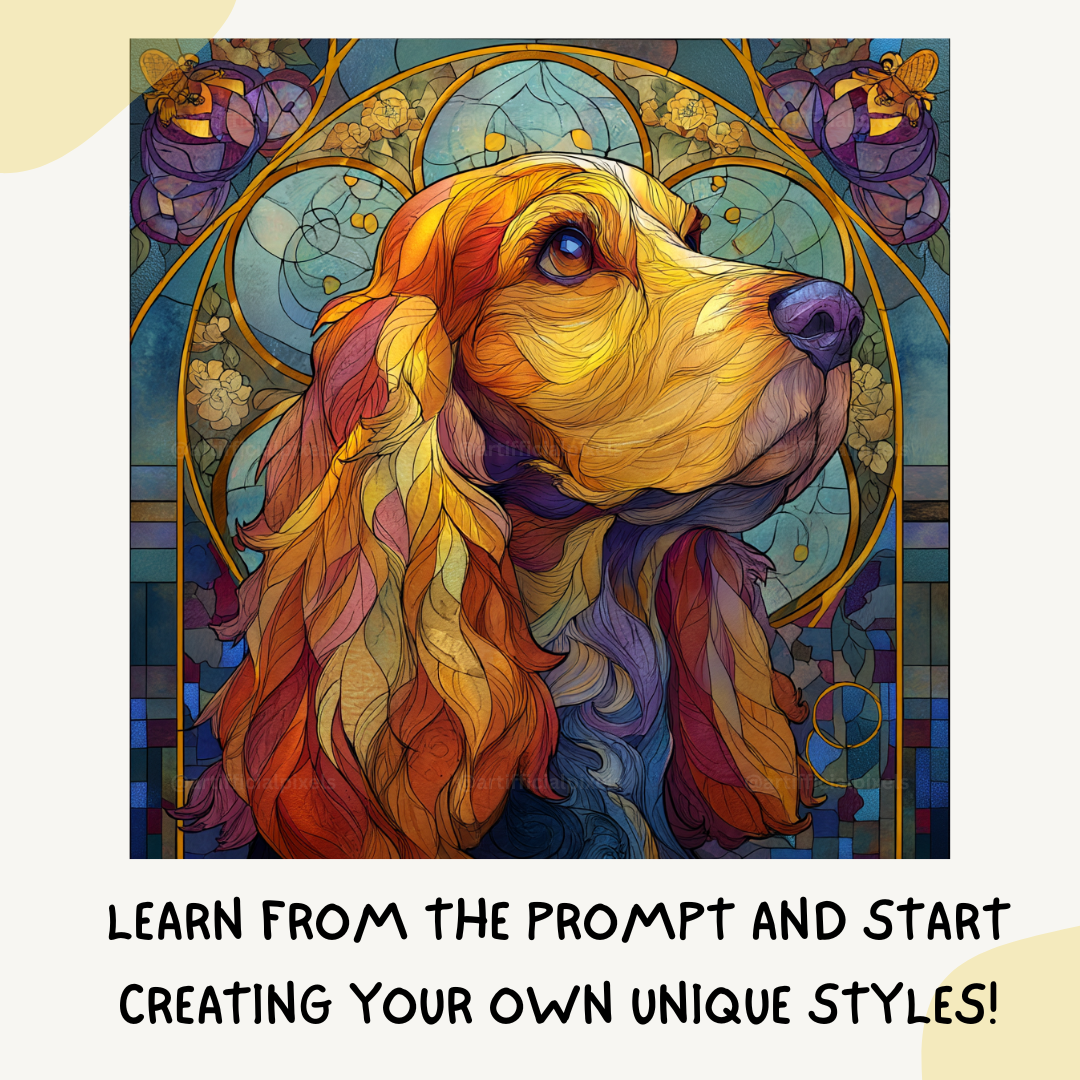 stained-glass-animal-art-midjourney-ai-prompt-siberian-cocker-spaniel