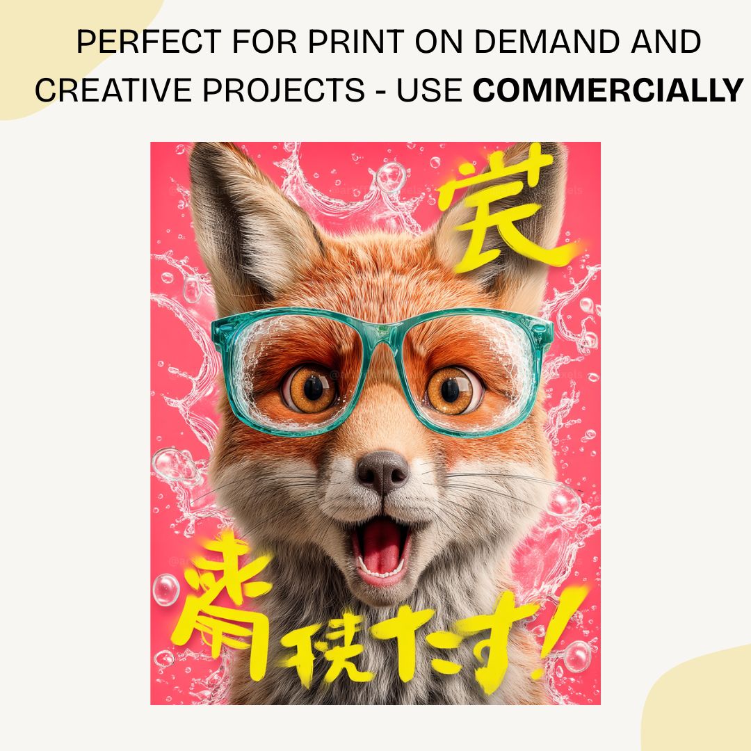 Stylised animal poster design generated with Midjourney AI prompt perfect for Etsy sellers and wall art