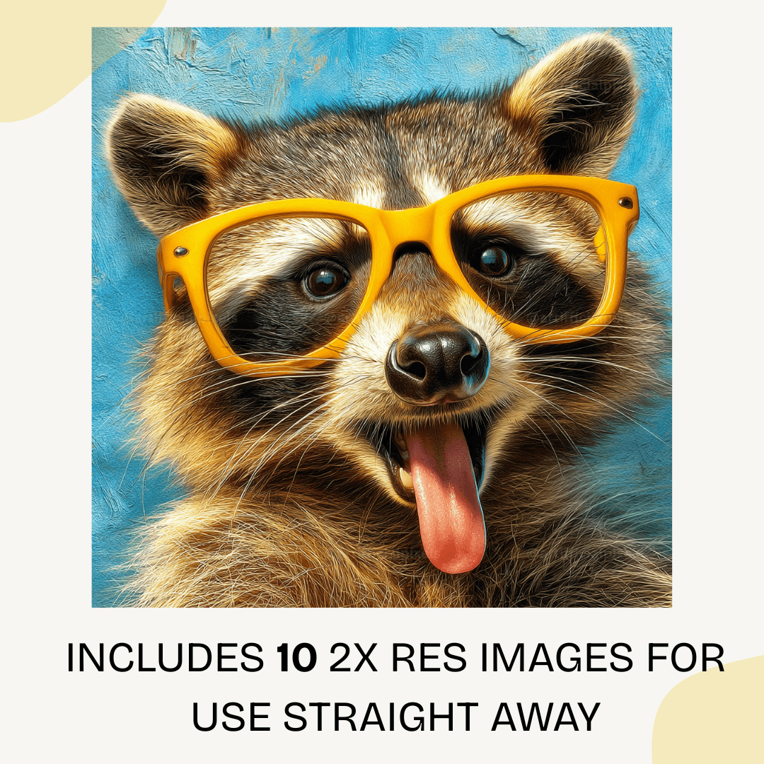 Summer raccoon AI art with retro digital painting style created using customizable Midjourney prompt for print-on-demand