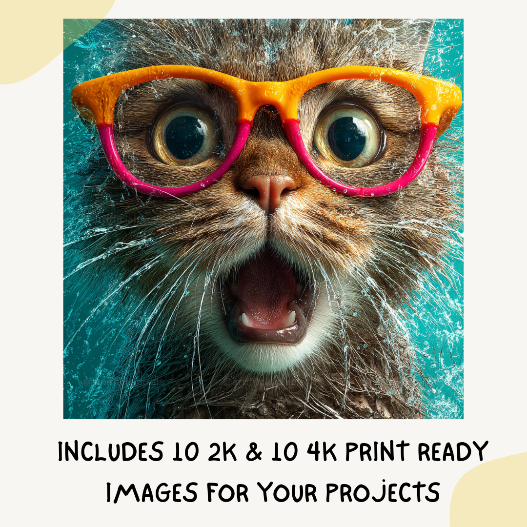 Portrait of a surprised fox in playful commercial style, Midjourney-generated art with water splash effects on a turquoise background