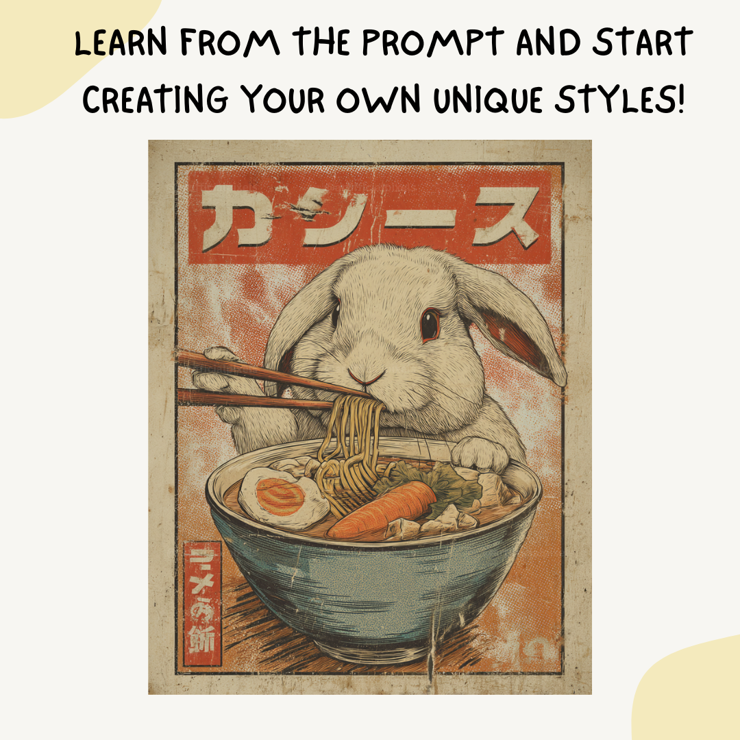 vintage-animal-ramen-posters-midjourney-ai-art-prompt-rabbit