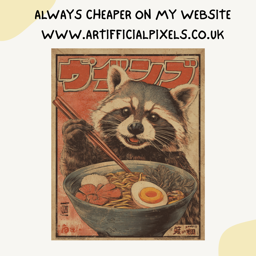 vintage-animal-ramen-posters-midjourney-ai-art-prompt-raccoon