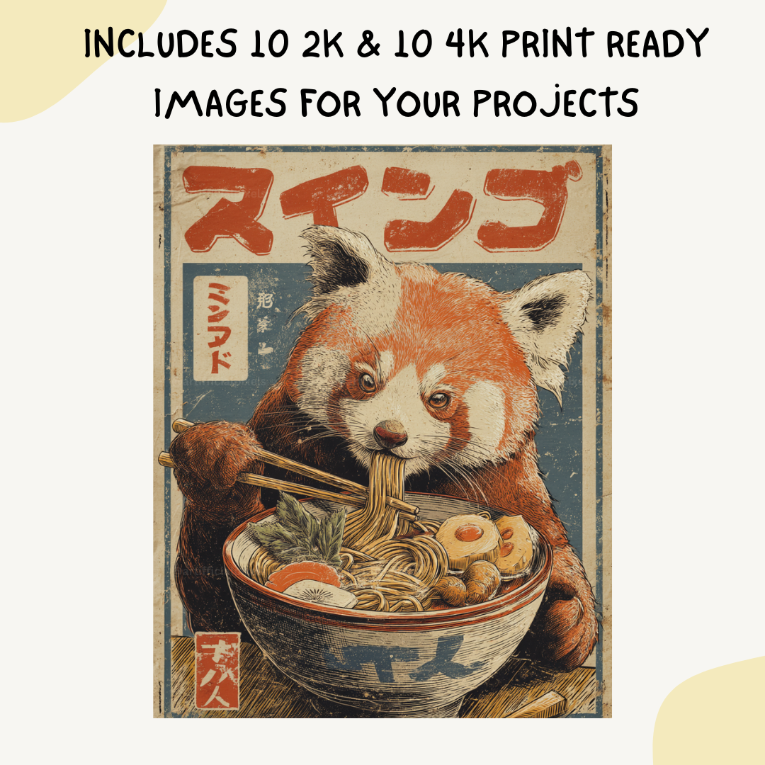 vintage-animal-ramen-posters-midjourney-ai-art-prompt-red-panda
